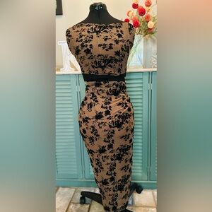 Fashion Nova Black and Tan Strapless Dress